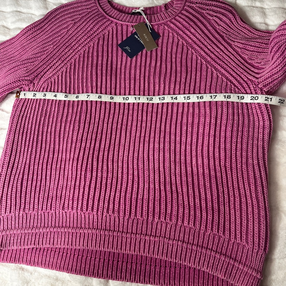 NWT J. Crew Women  Pink Washed Crew Neck Coastal Ribbed Cable Knit Sweater SZ XL - Picture 10 of 10